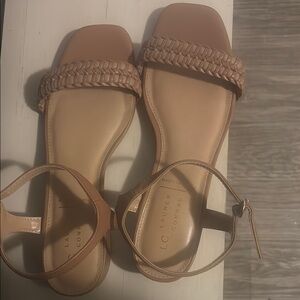 LC Lauren Conrad Tan Braided Strap Sandals